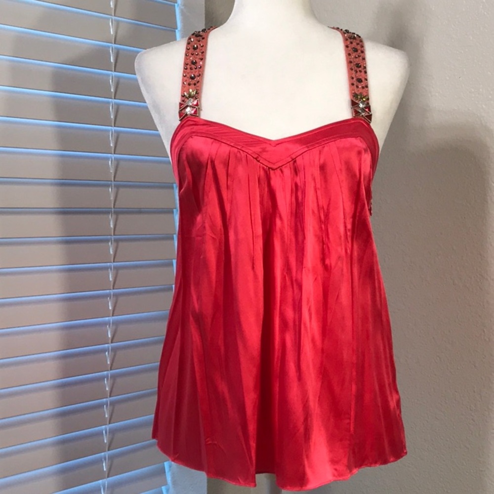 Rebecca Taylor Silk Pink Blouse W/ Jewel Detail